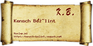 Kensch Bálint névjegykártya